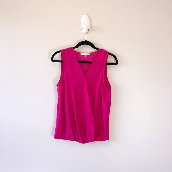 Trina Turk Tops - Trina Turk Hot Pink Surplice Sleeveless Top Blouse Women’s Size Small